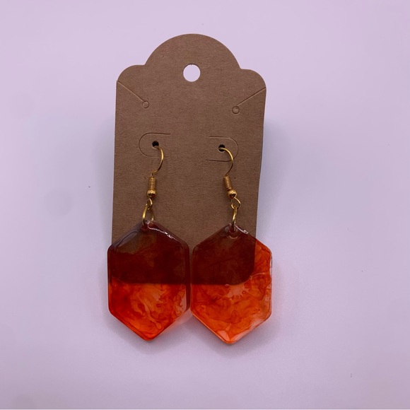 Fire Orange Earrings- HANDMADE - Picture 2 of 2